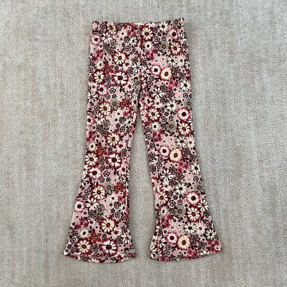 btween Girls Floral Ribbed Flare Leggings Pants 6 - Picture 1 of 9